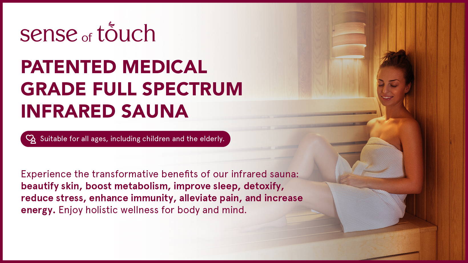 Patented medical grade full spectrum infrared sauna